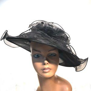Whittall & Shon Black Tulle Hat